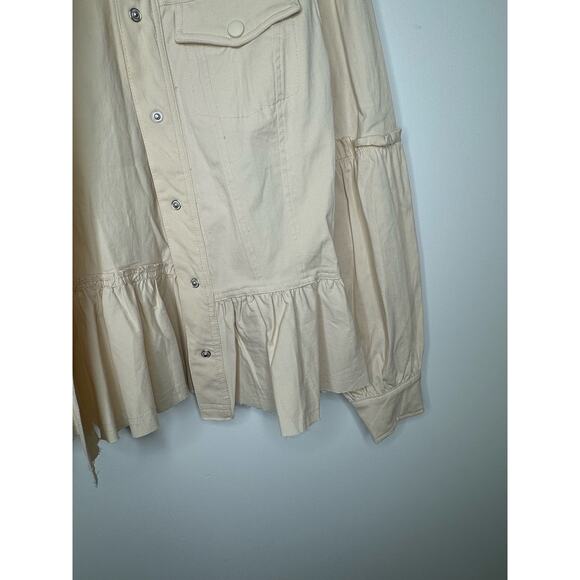 NWT Sergio Puff Sleeve Ruffle Trim Jacket in Eggshell Size Small - Picture 7 of 8